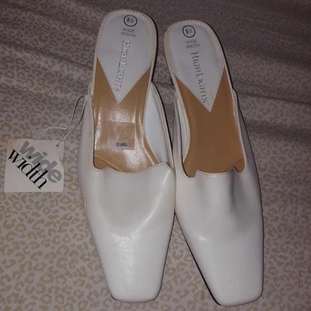 Never worn white slip on square toe